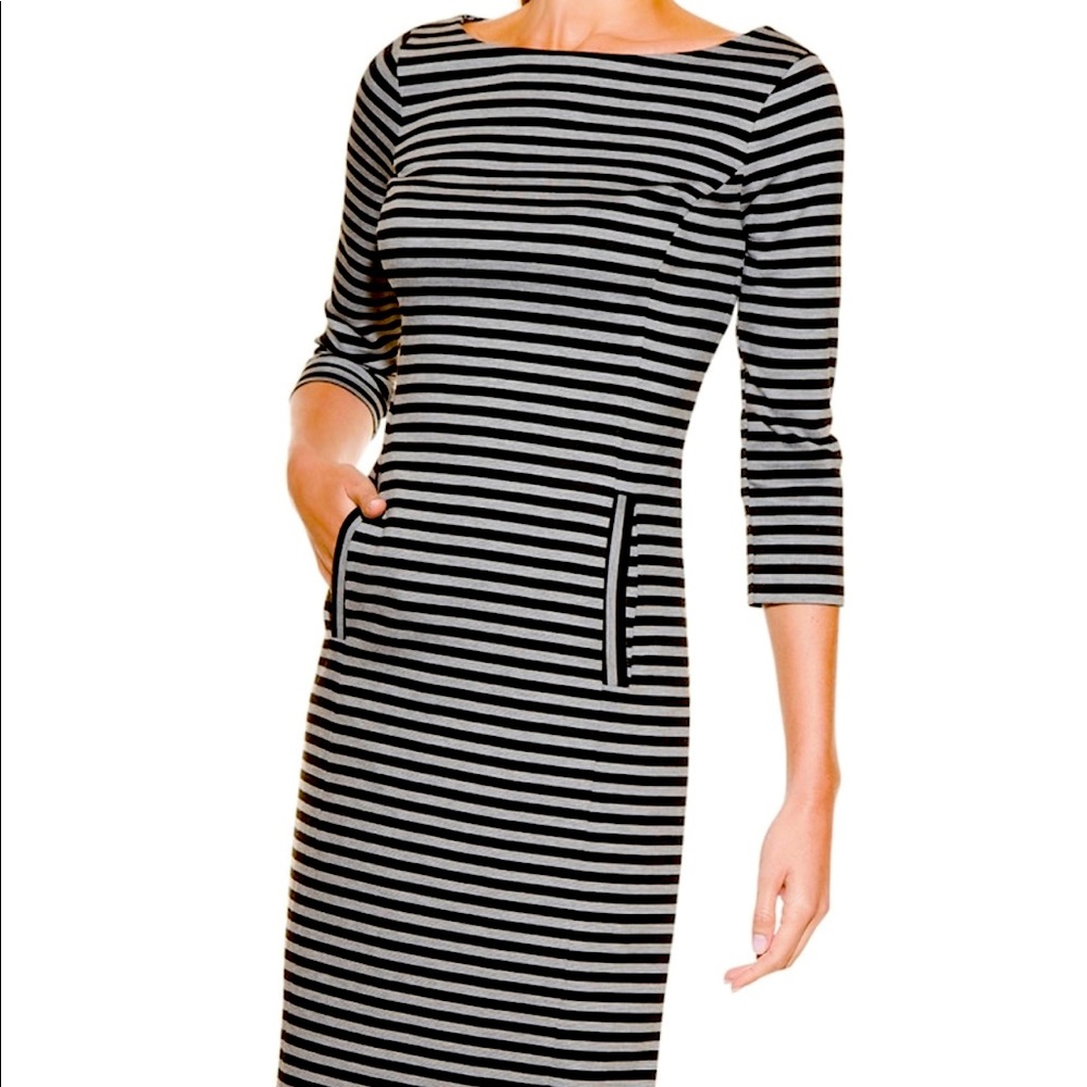 Long sleeve boat neck a-line with pockets